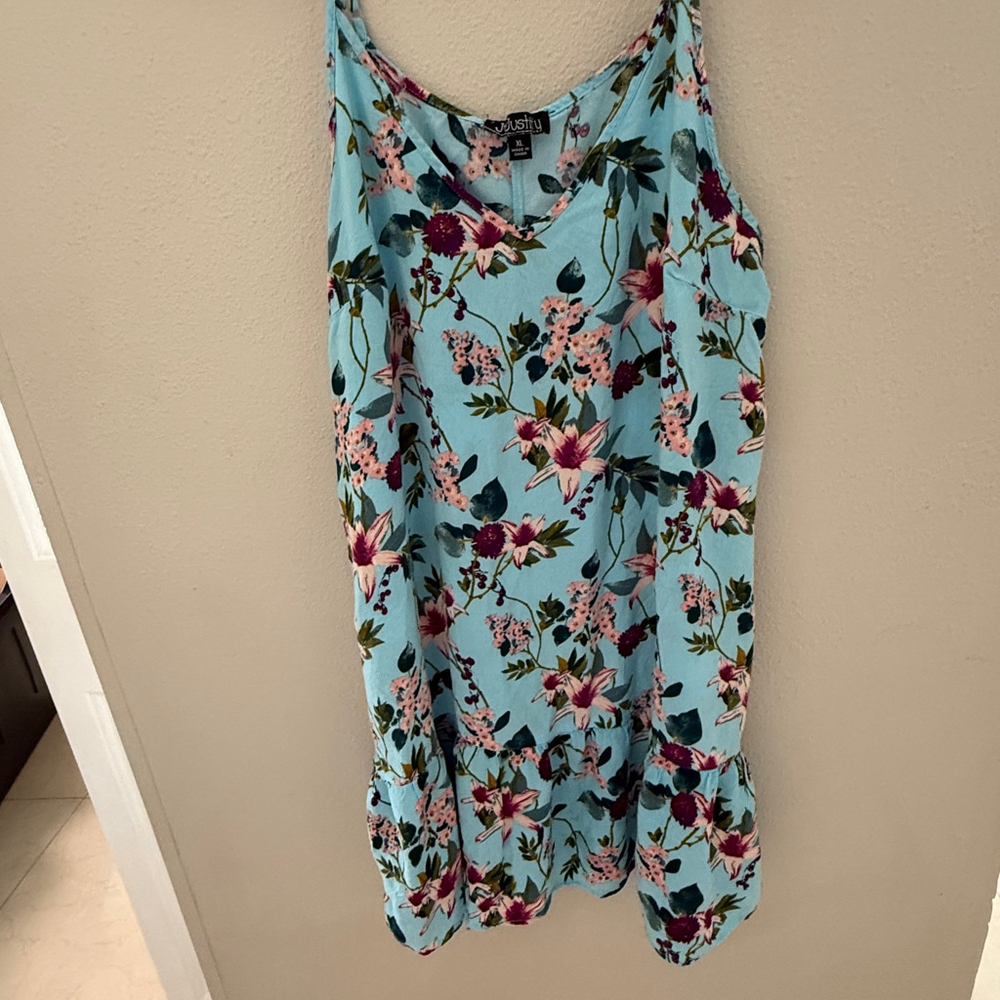 Justify Dress XL Blue Floral Print Sleeveless